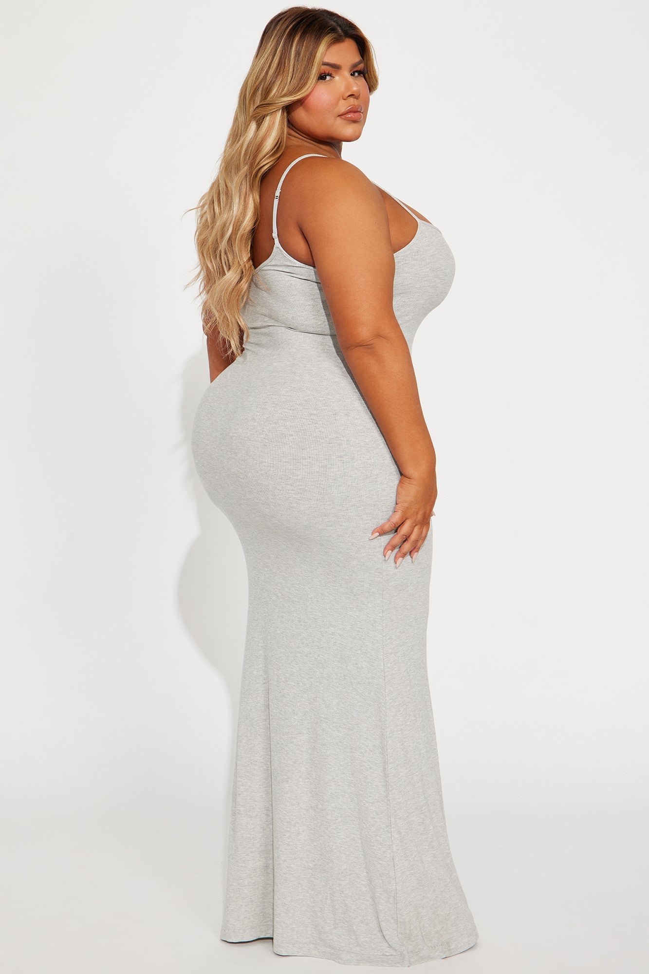 Robe Maxi Micro Ribbed Madelyn - Gris Chiné