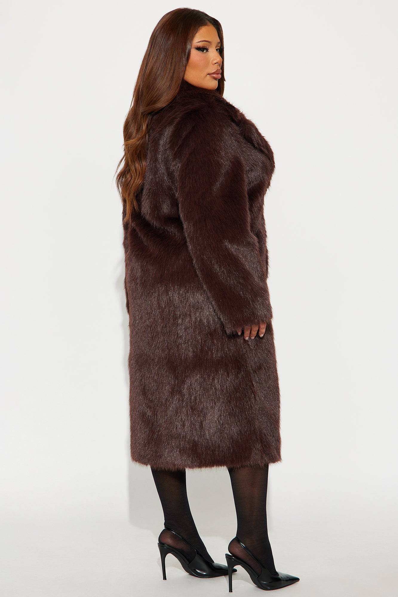 Manteau en Fausse Fourrure Steal The Show - Marron