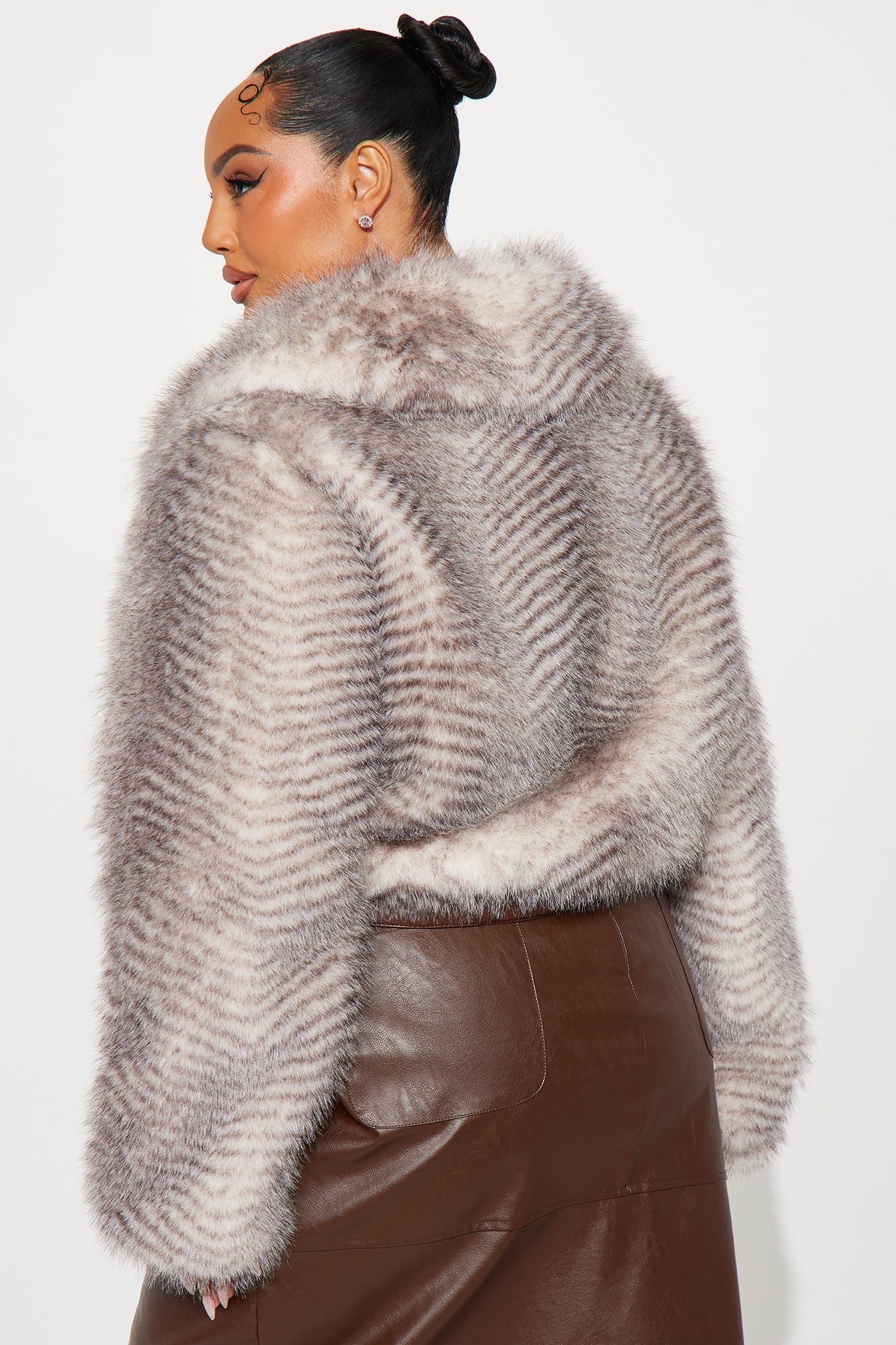 Manteau en fausse fourrure imprimé animal Femme Fatality - Marron/combo