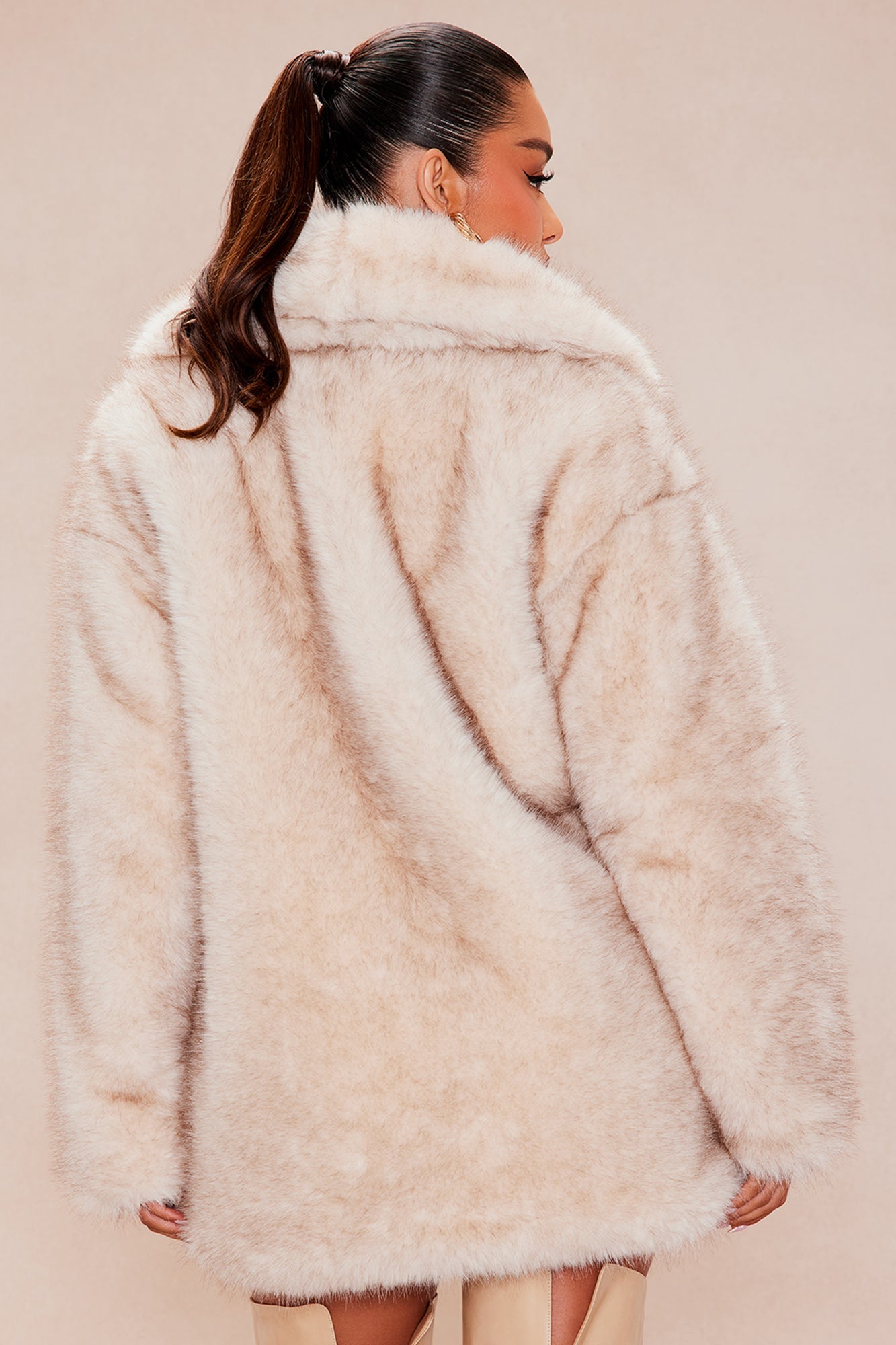 Veste en Fourrure Synthétique Froid Comme Glace - Taupe Clair