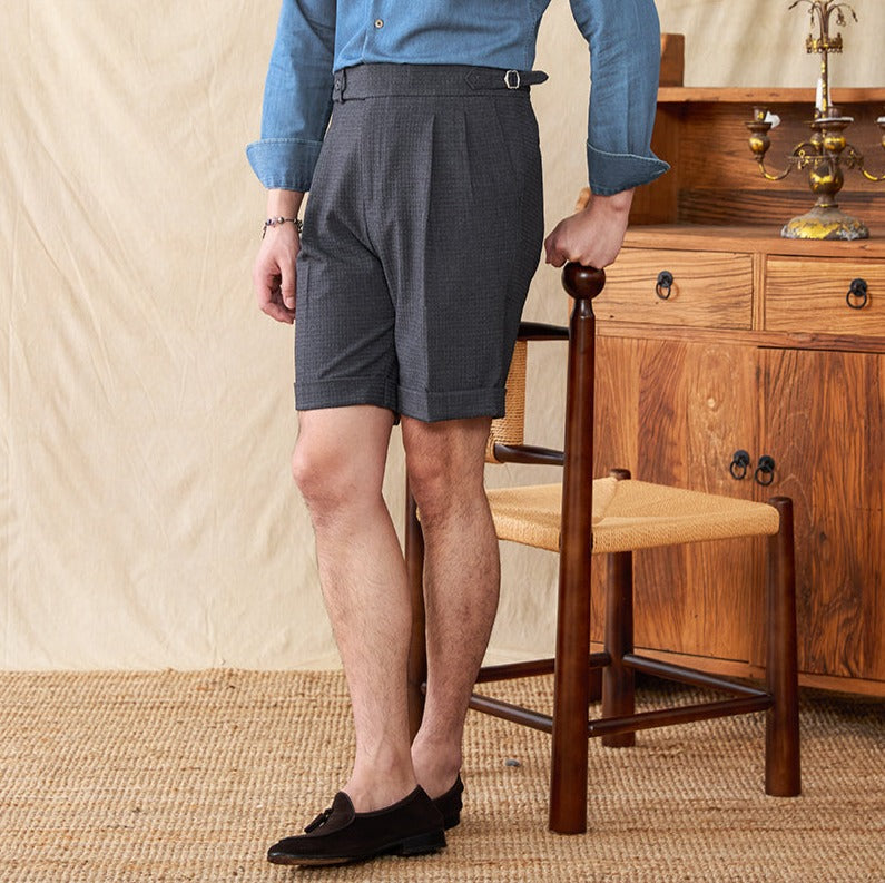 Cagliari Waffle Seersucker Pleated Bermudas