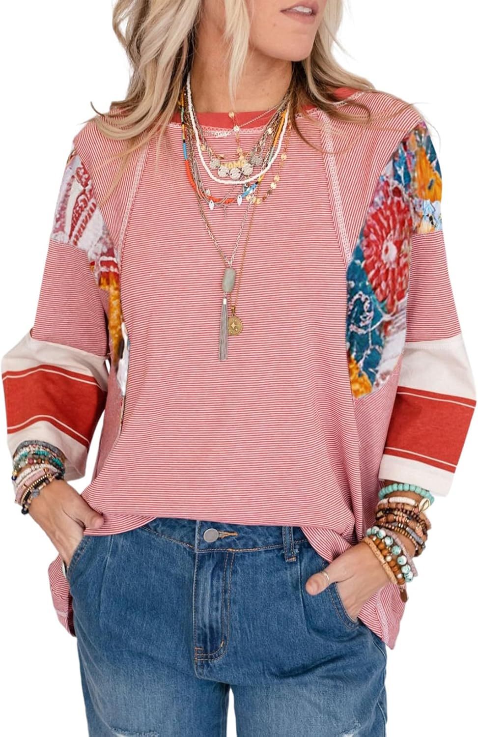 Lizzy | Blouse à Patches Rayée