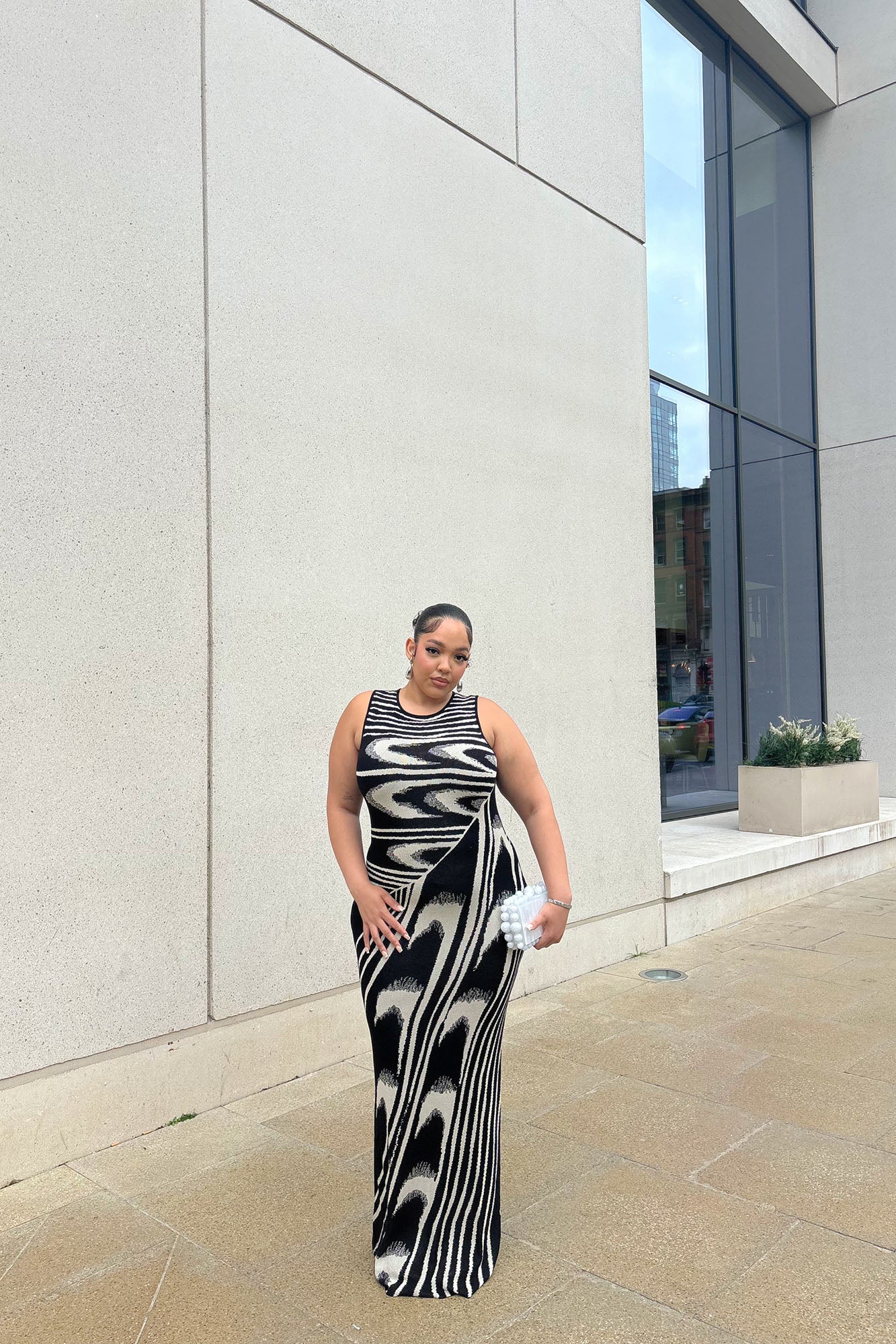 Robe Maxi Pull Kira - Noir/Blanc