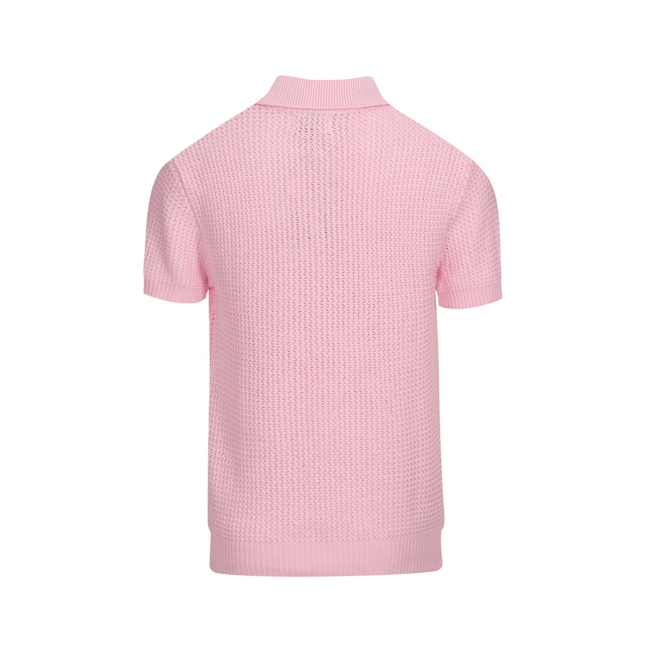 Polo en tricot gaufré rose pour homme des années 60 – Chemise rétro légère à col en V