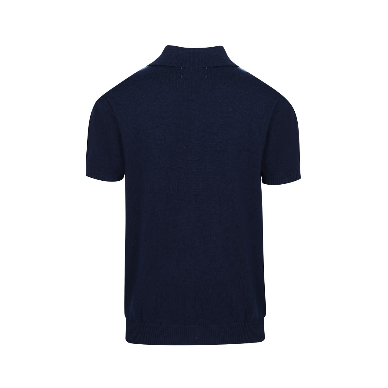 Chemise Tricotée à Rayures Verticales pour Hommes des Années 60 – Polo Boutonné Bleu Marine et Bleu Ciel