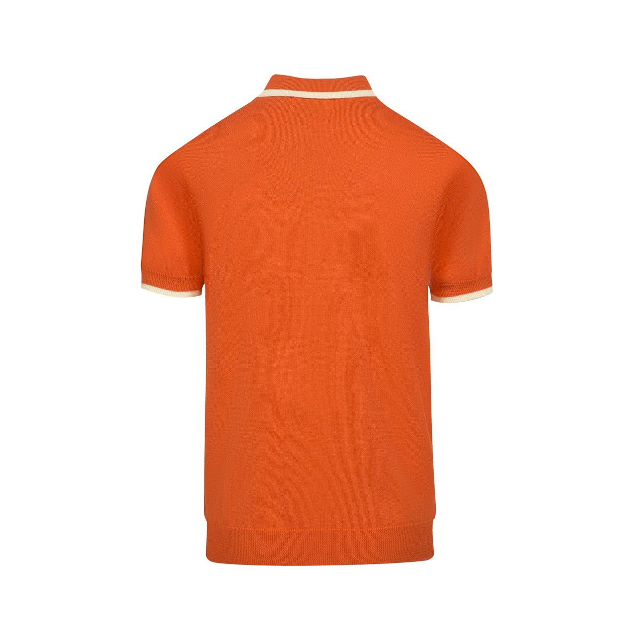 Polo en tricot vintage jacquard orange pour homme