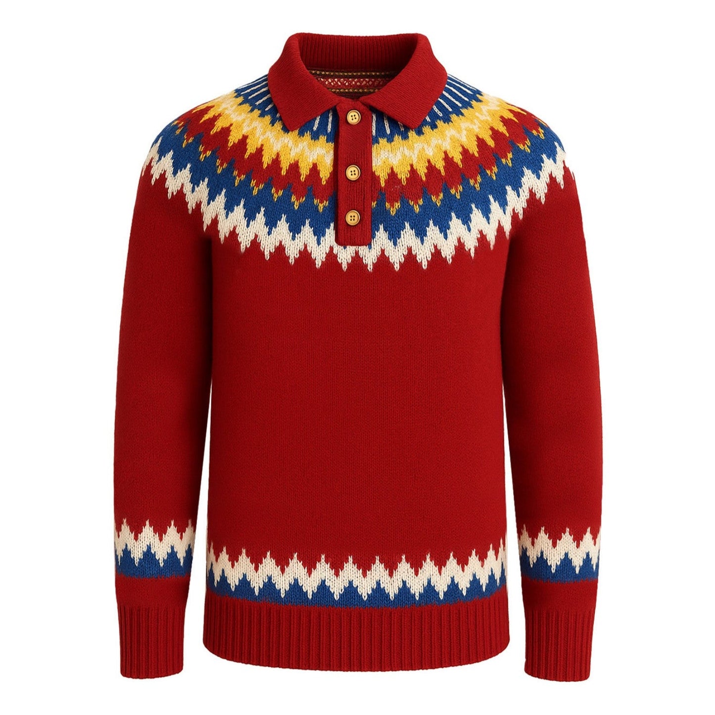 Polo tricoté vintage rouge pour hommes