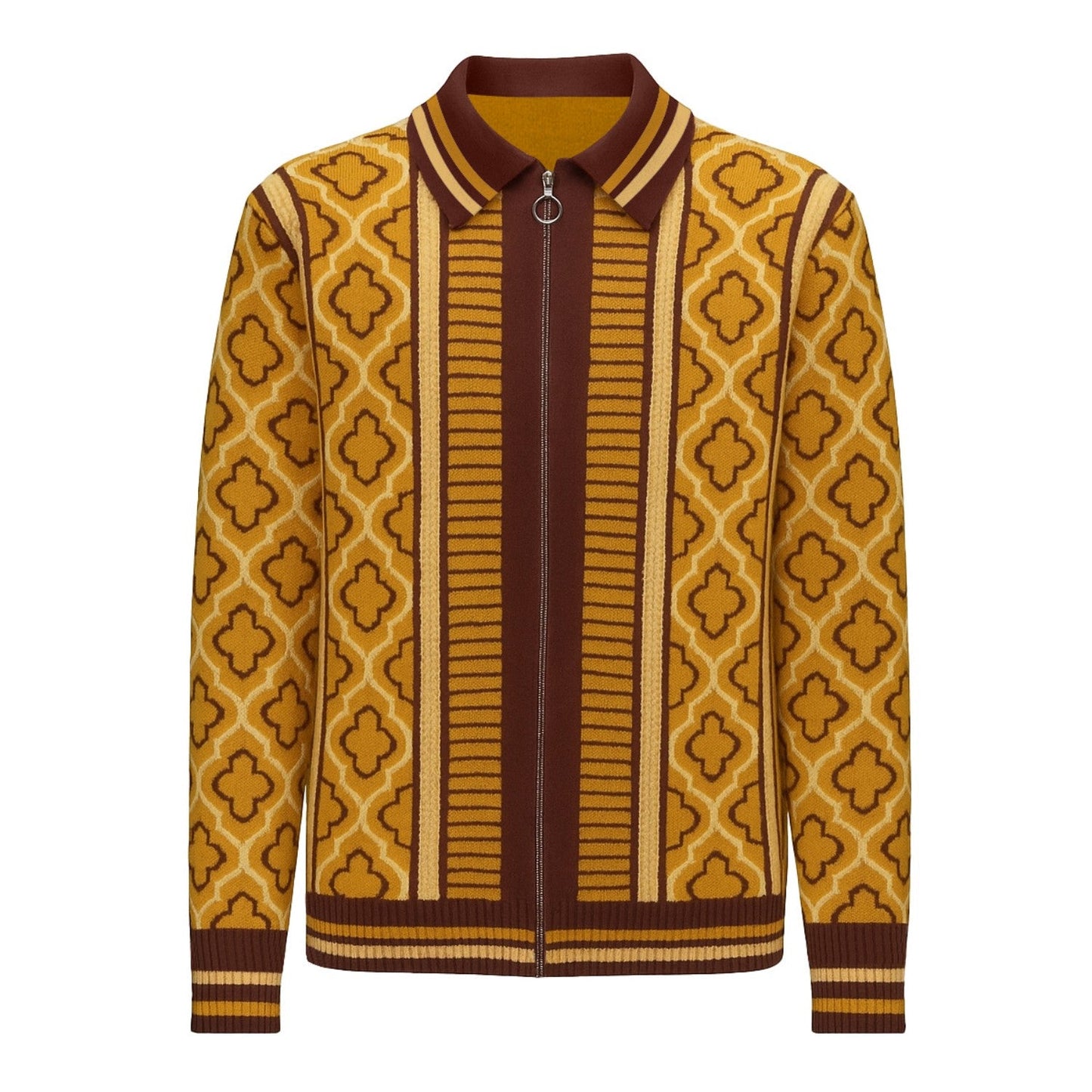 Cardigan zippé vintage des années 60 pour hommes en jaune