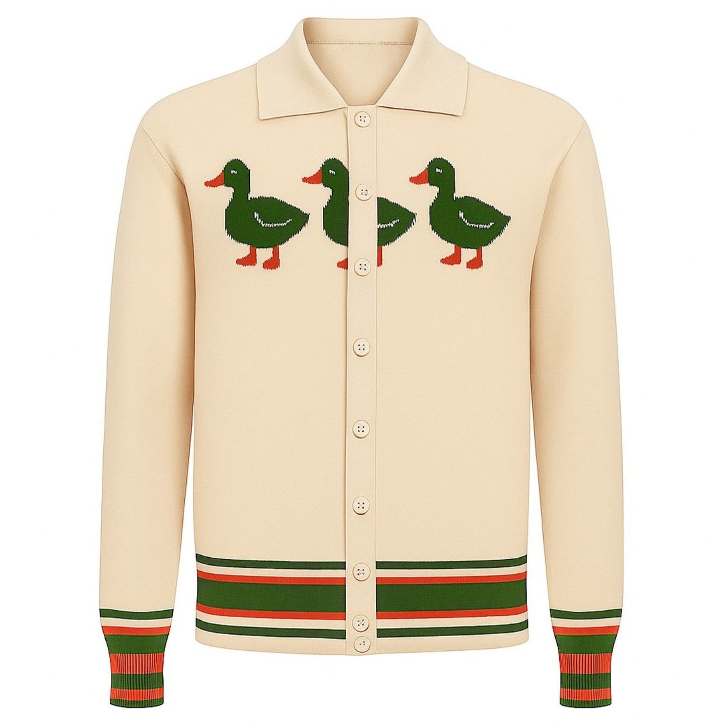 Cardigan en jacquard d'art de canard abricot pour hommes