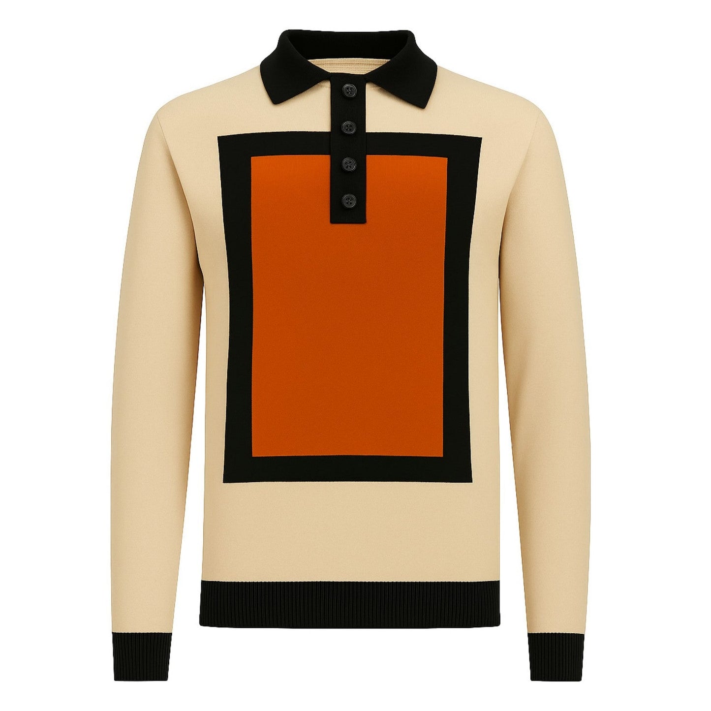 Polo en jacquard tricoté vintage carré pour hommes couleur abricot