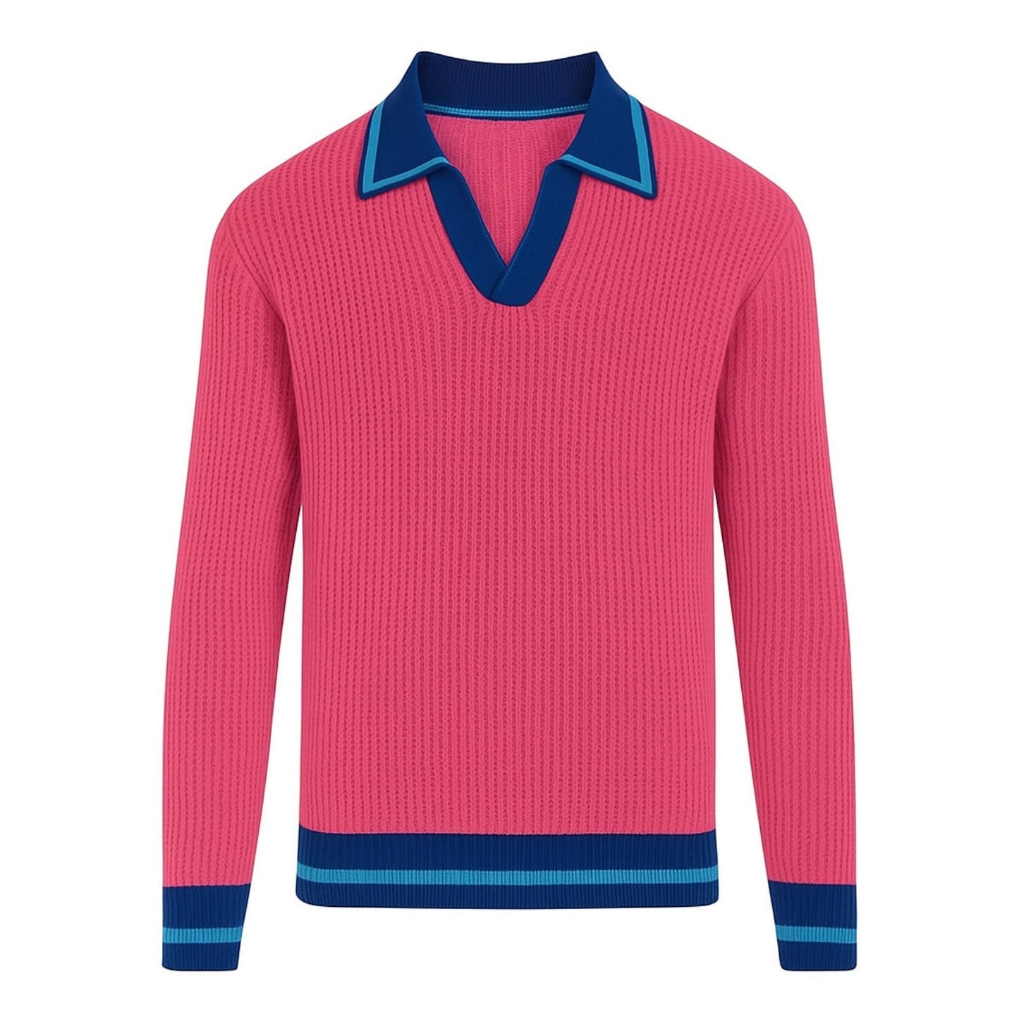 Polo à col V en texture rose rouge pour homme