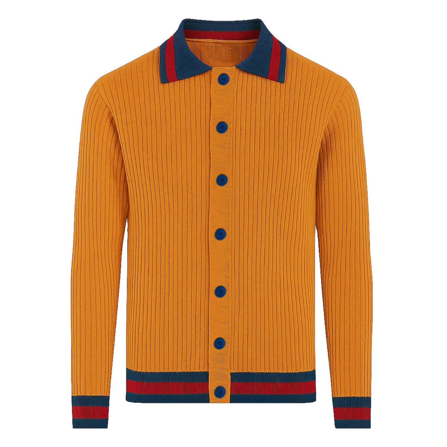 Cardigan tricoté rétro à texture orange pour hommes