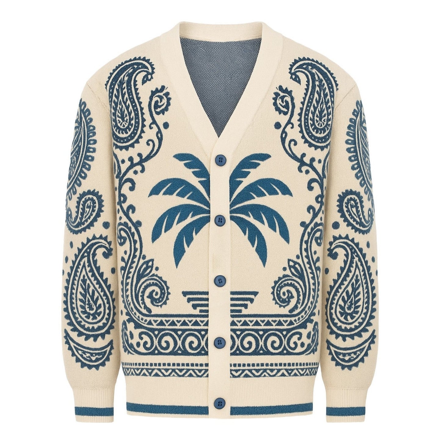 Veste en jacquard vintage bleue pour homme