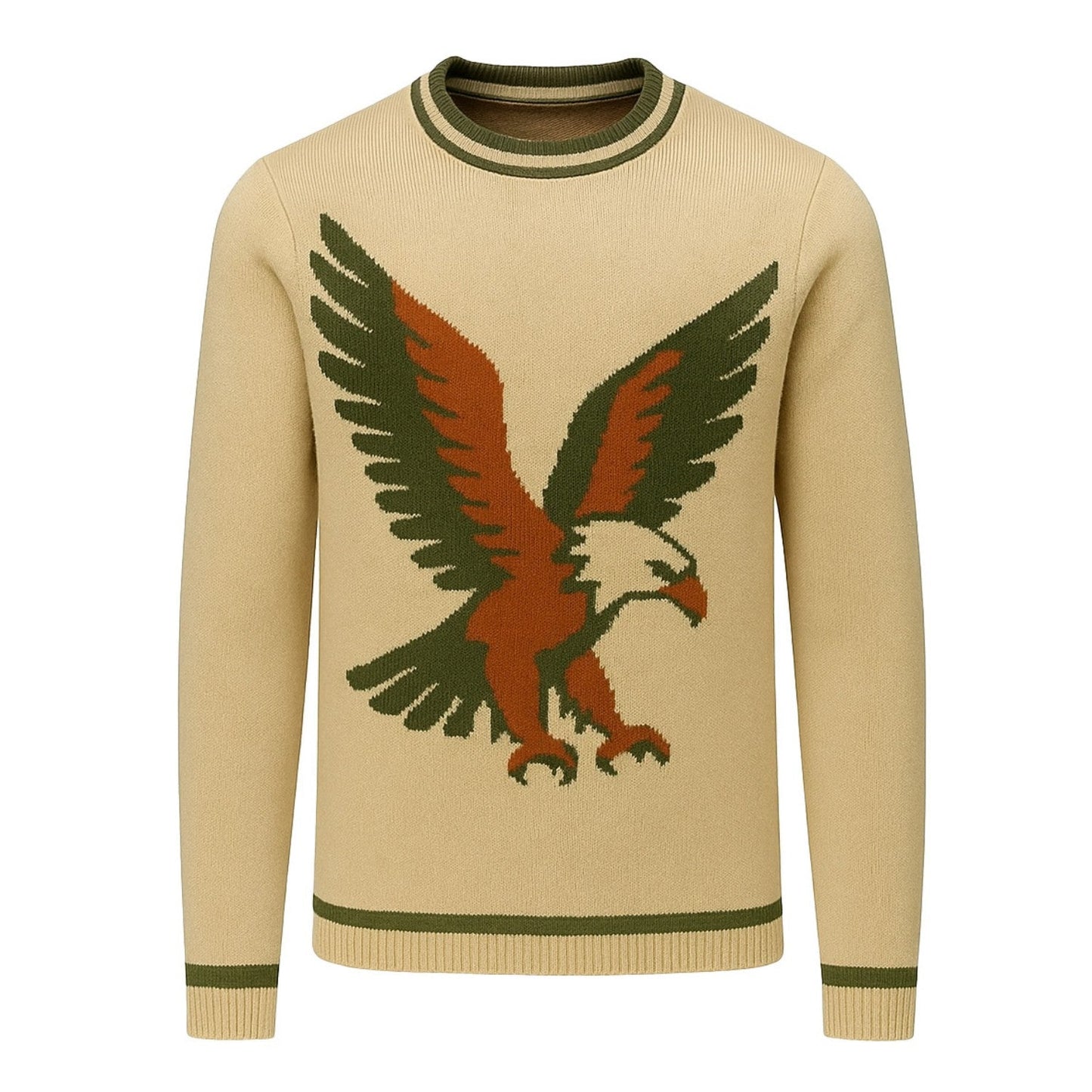 Pull en jacquard vintage kaki pour homme