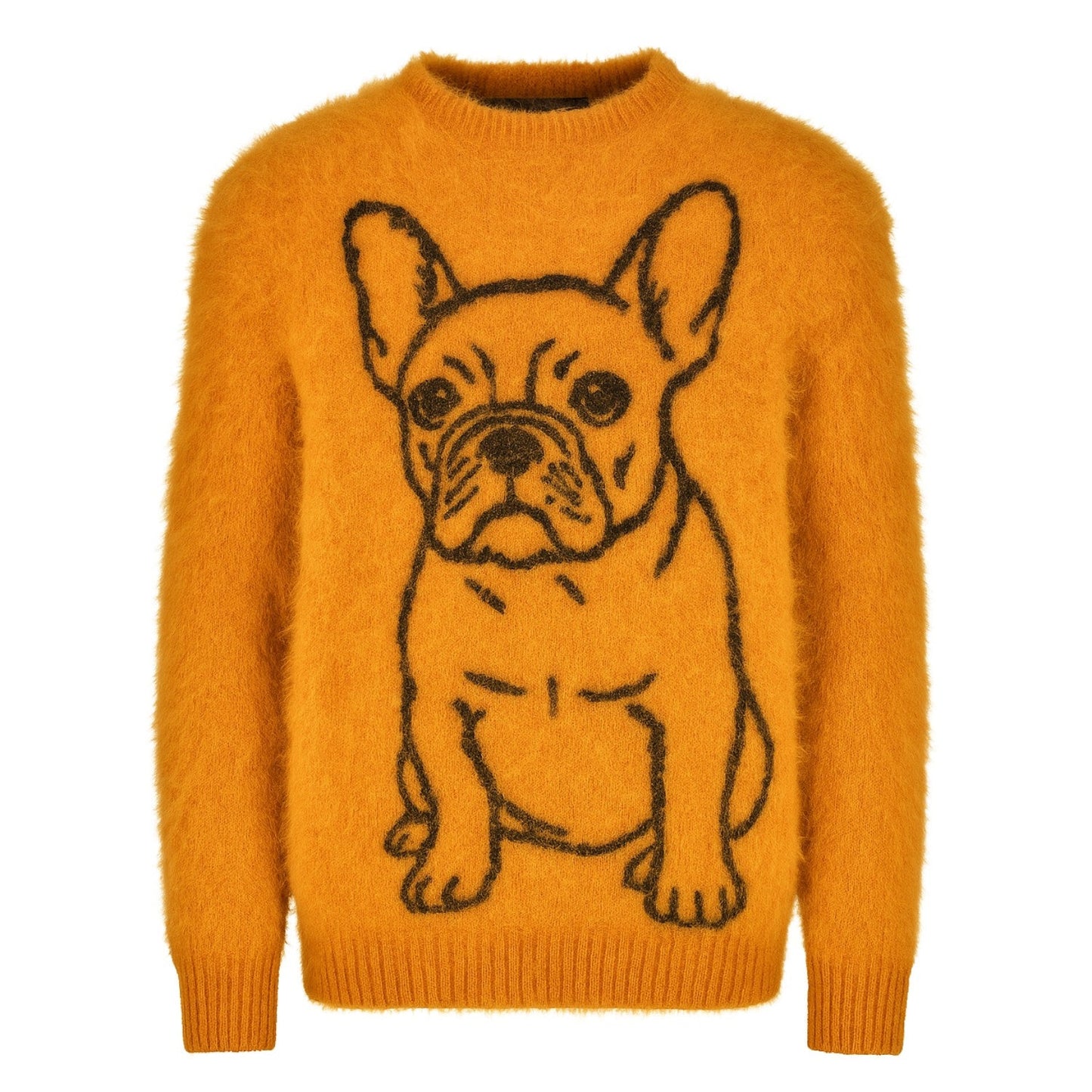 Pull en tricot jacquard peluche jaune pour homme