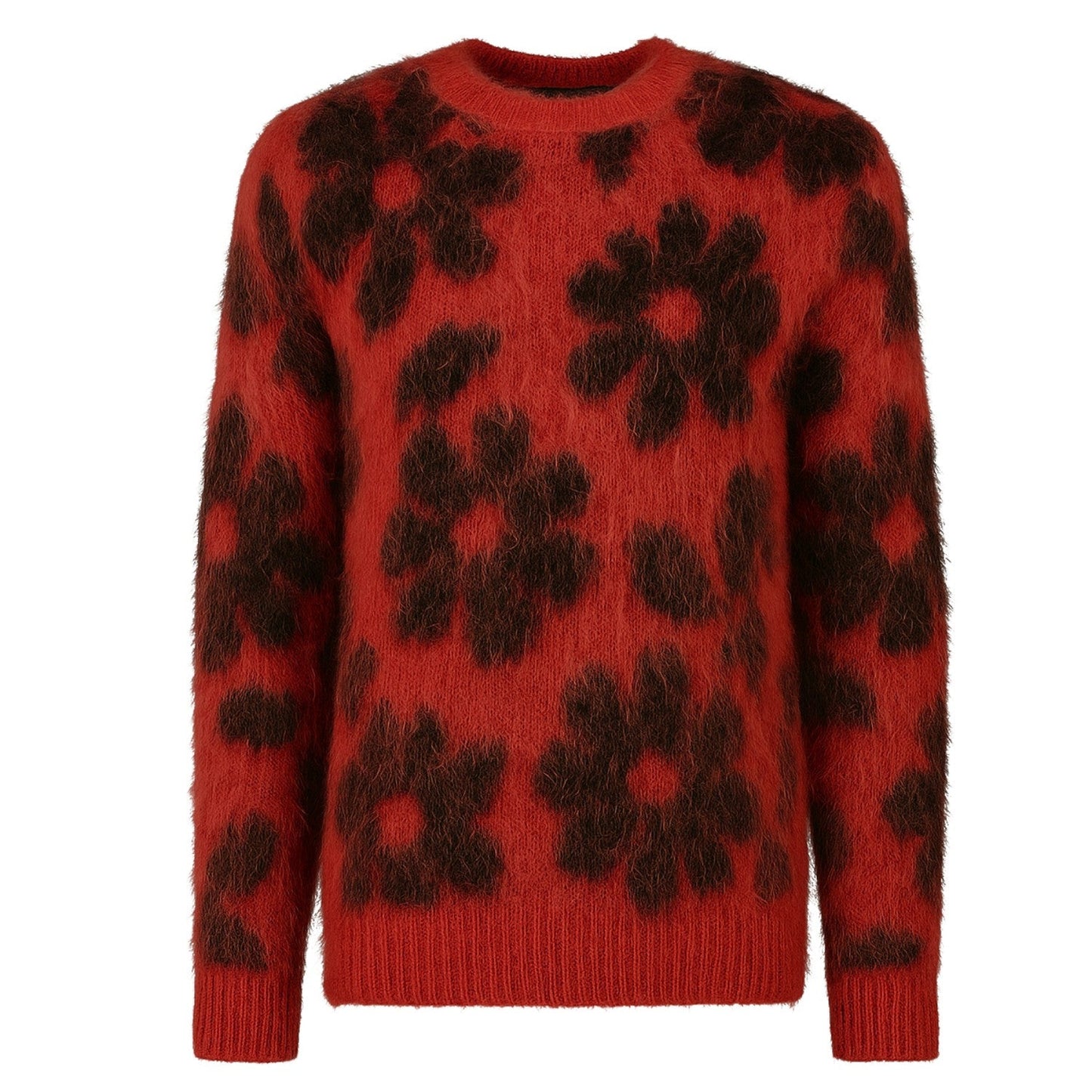 Pull en tricot peluche floral rouge pour homme