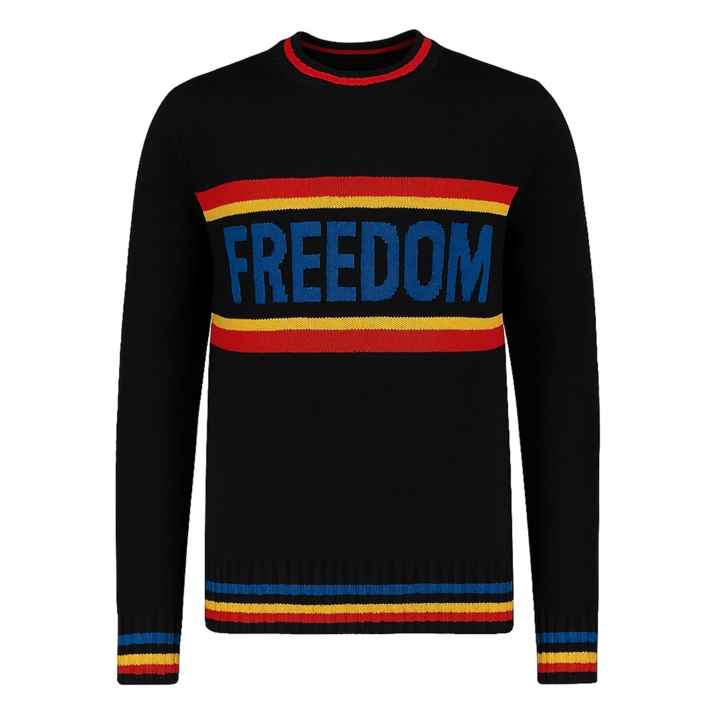 Pull tricoté noir rayé "Liberté" pour hommes