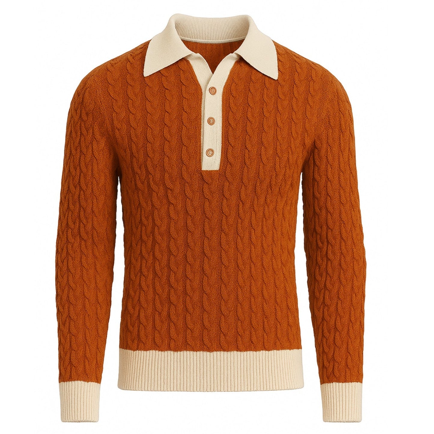 Polo vintage tricoté pour homme orange