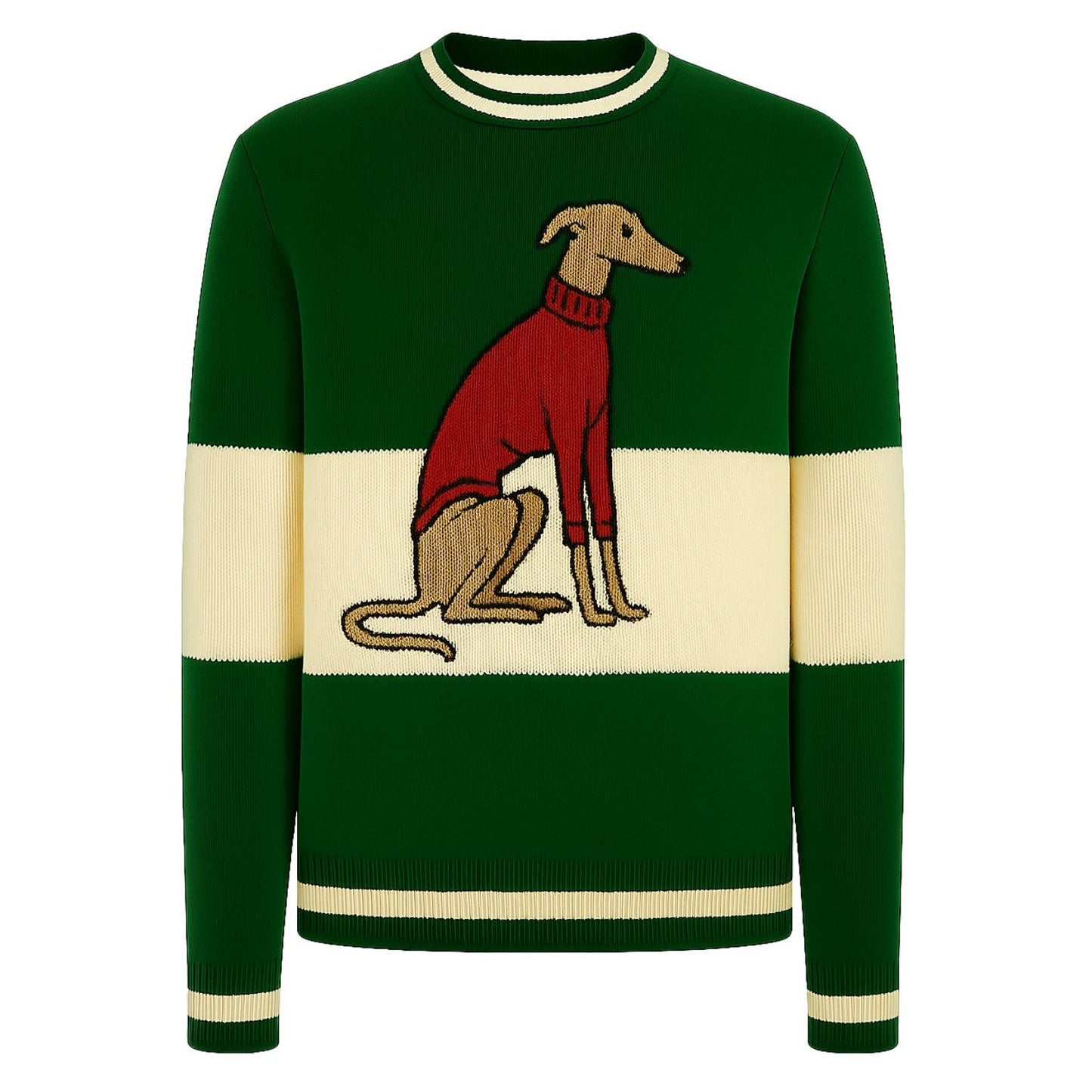 Tricot vintage jacquard pour chien vert homme