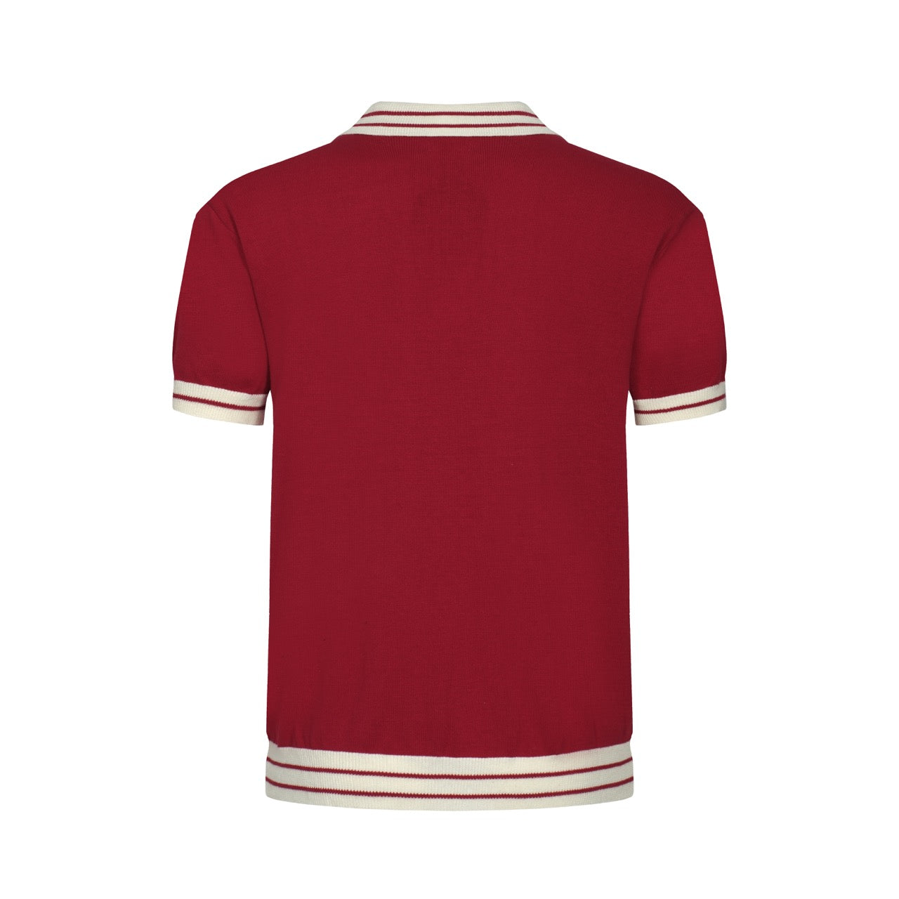 Polo Tricot Rouge Mod Années 60 pour Hommes – Chemise Casual Rétro avec Détails Contrastés