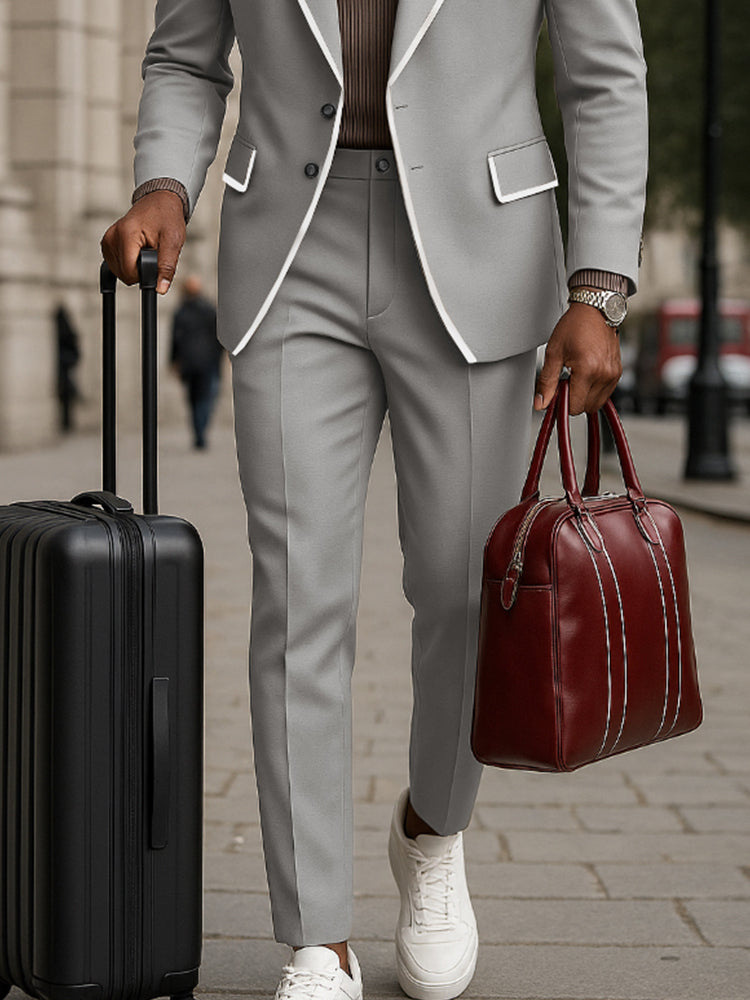 Ensemble de Costume Décontracté à Bord Contraste