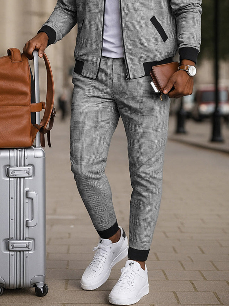 Ensemble de survêtement à carreaux décontracté chic