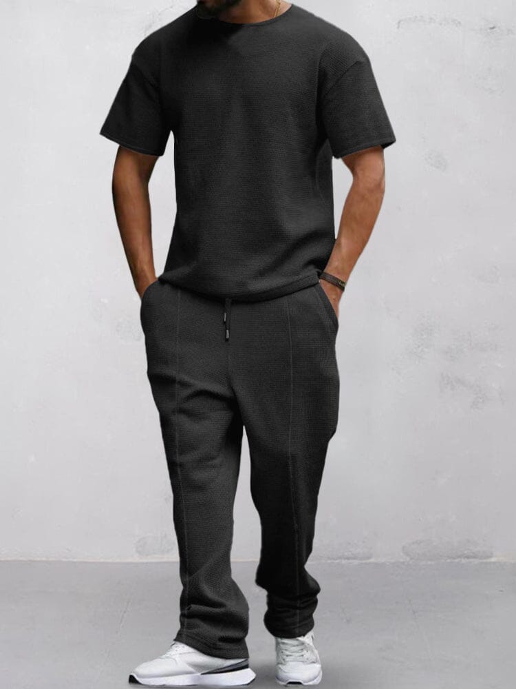 Ensemble de T-shirt Waffle Décontracté