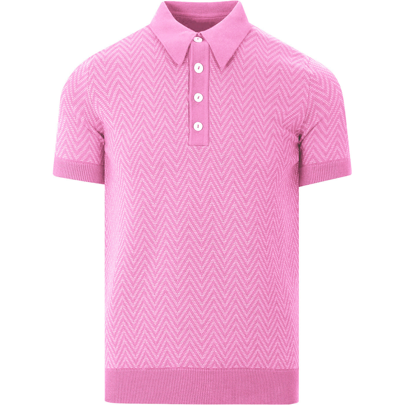 Polo rose à fine maille en chevrons