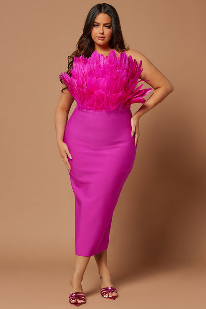 Robe Midi Bandage Marianna - Magenta