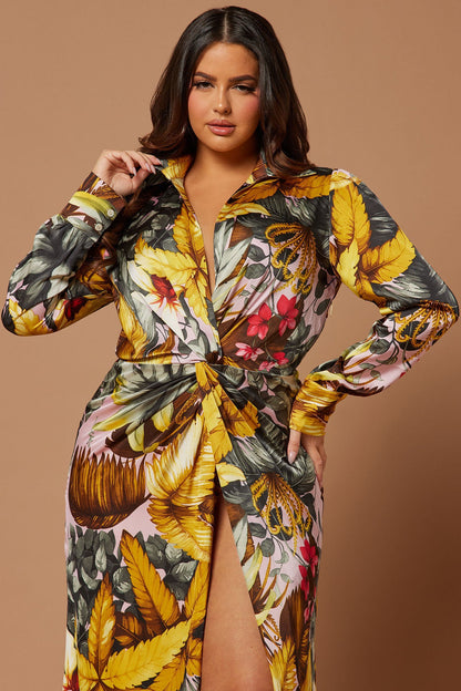 Robe Maxi Satin Floral Teresa - Multi Couleur