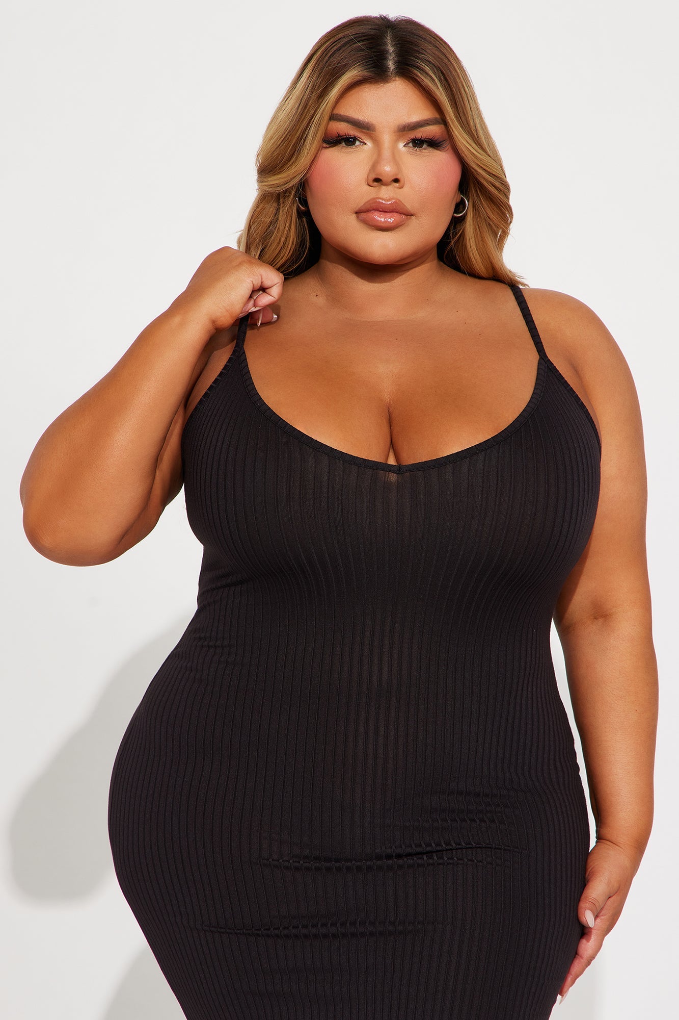 Robe Midi Côtelée Brenda - Noir