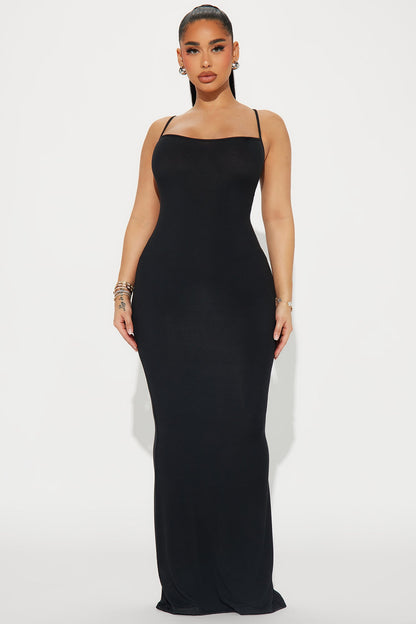 Robe Maxi Micro Ribbed Madelyn - Noir