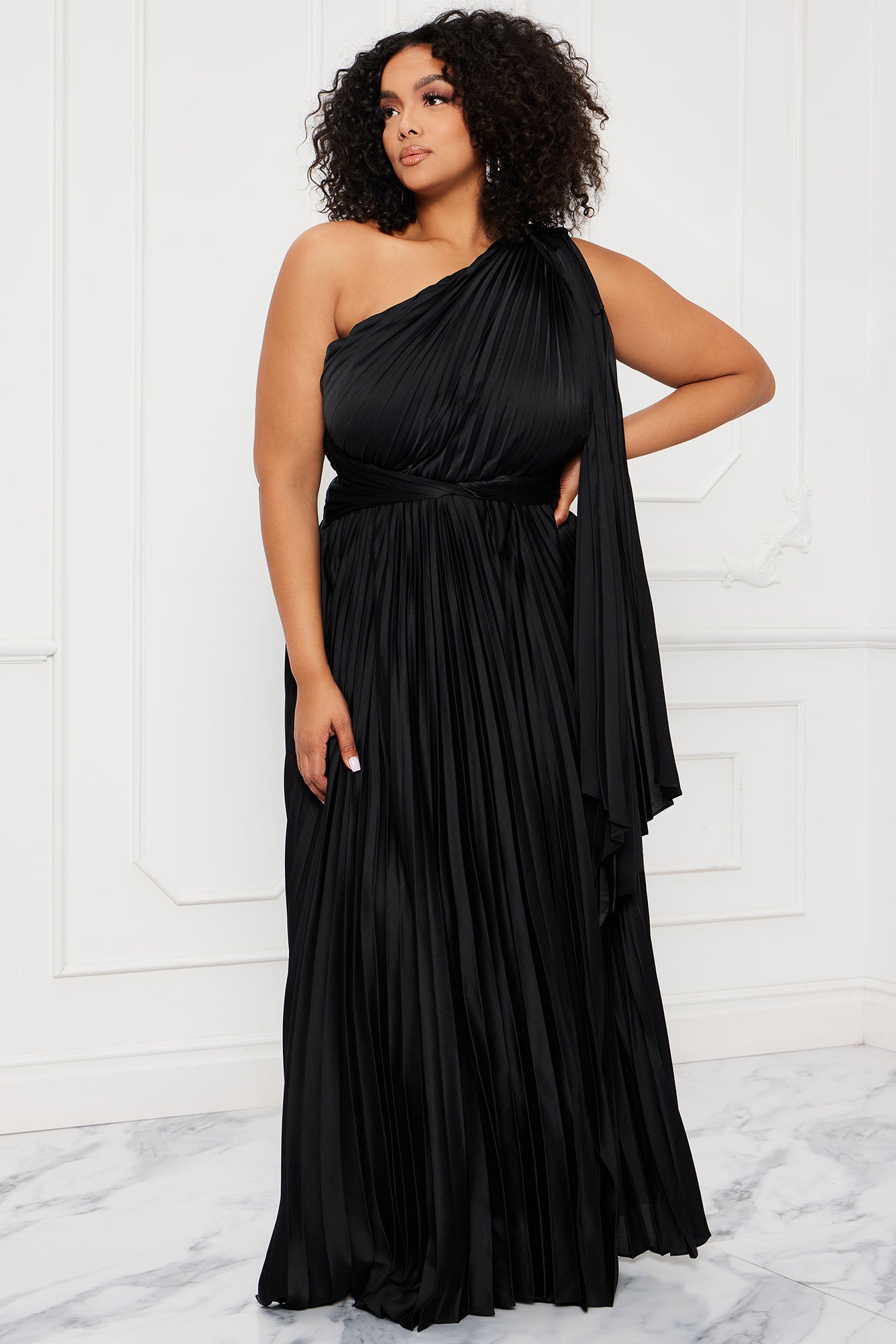 Robe Maxi Plissée Athena - Noir