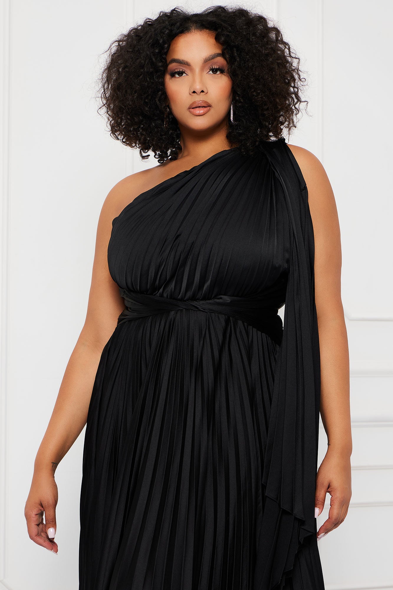 Robe Maxi Plissée Athena - Noir