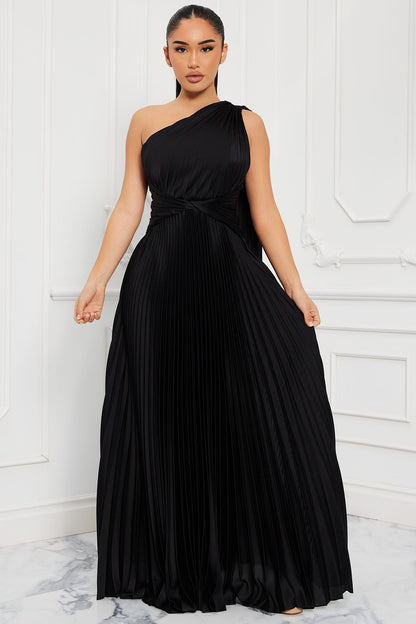 Robe Maxi Plissée Athena - Noir