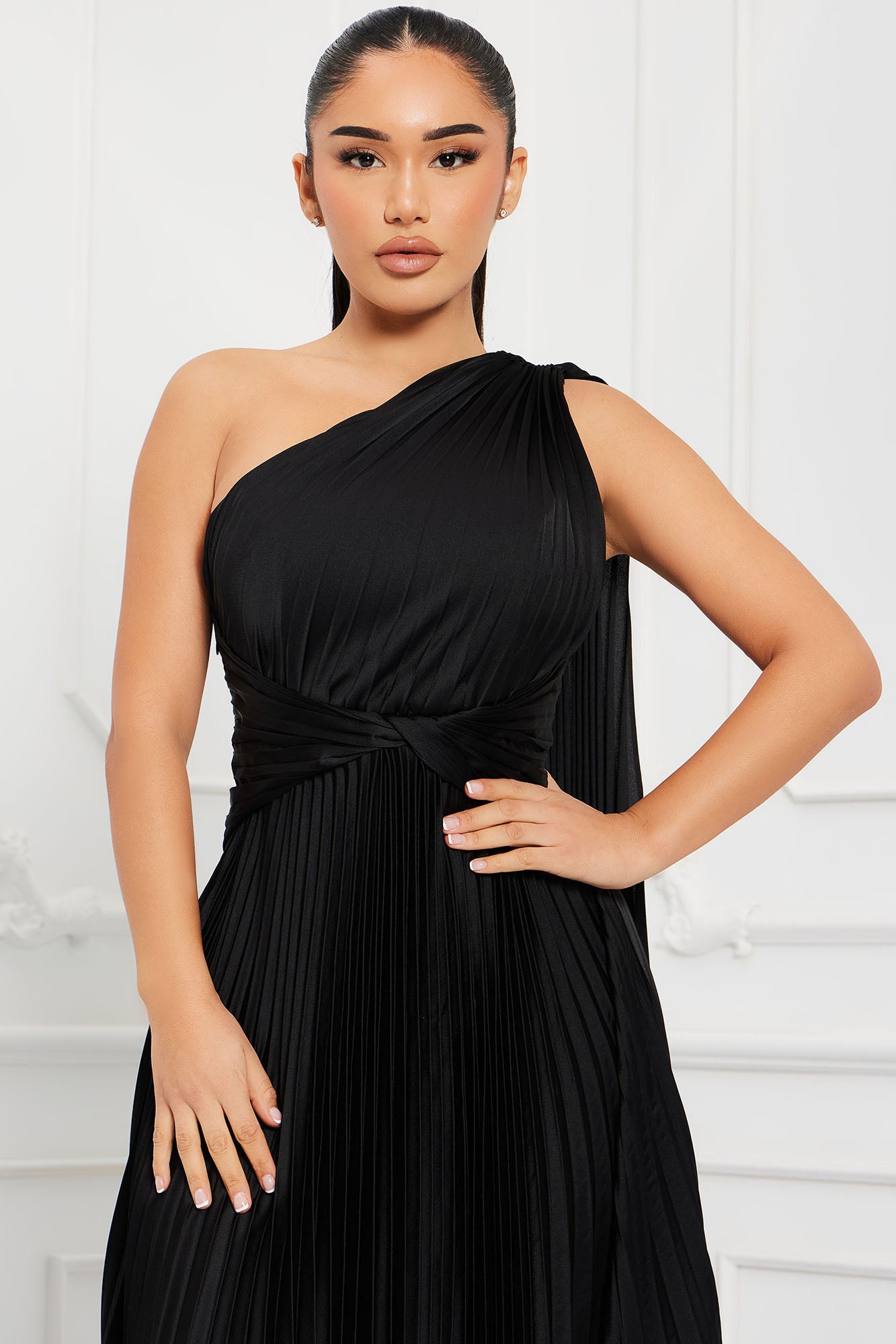 Robe Maxi Plissée Athena - Noir