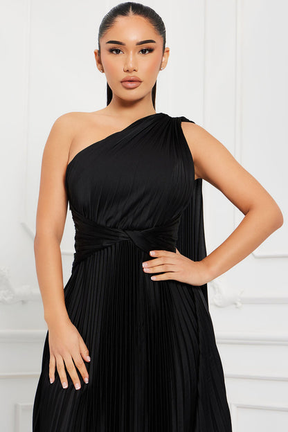 Robe Maxi Plissée Athena - Noir