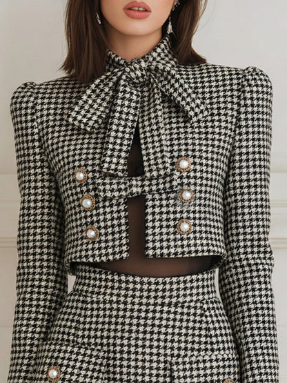 Saphira - Veste à Poches avec Boutons en Perles à Carreaux