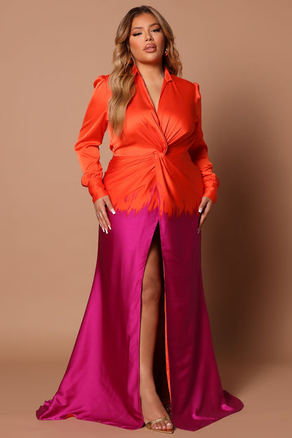 Robe Maxi Ombre Melissa - Orange/combo