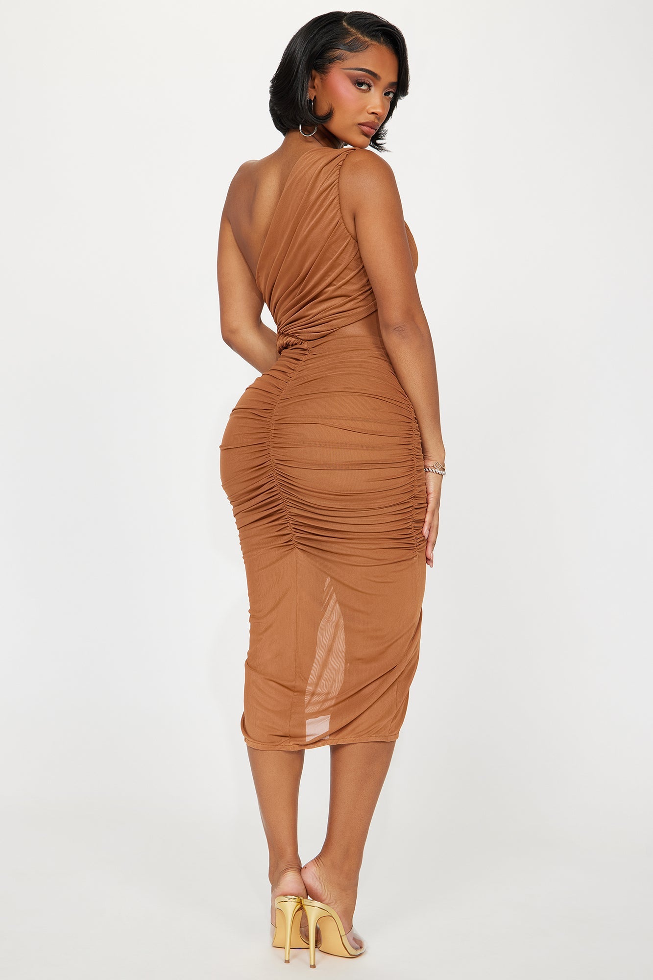 Robe Midi en Maille Amber Glow - Cognac