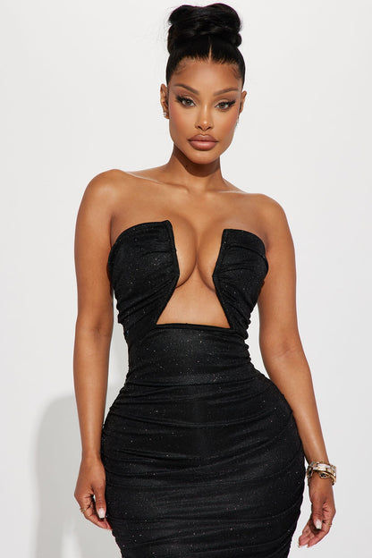 Robe Midi Froncée - Noir