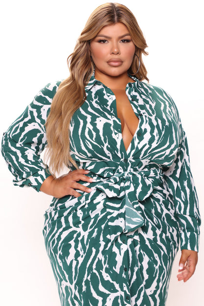 Robe Maxi Safari Vibes - Vert/combo