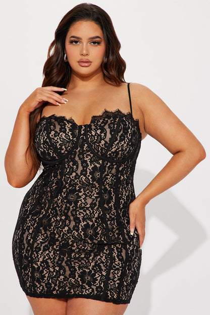 Robe Mini en Dentelle All In Love - Noir