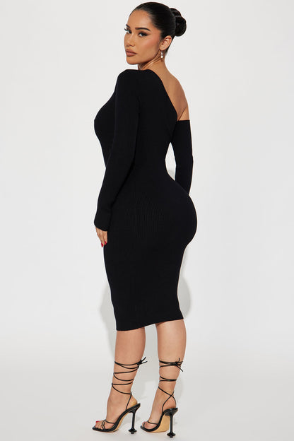 Robe Midi Pull Prête À Partir - Noir