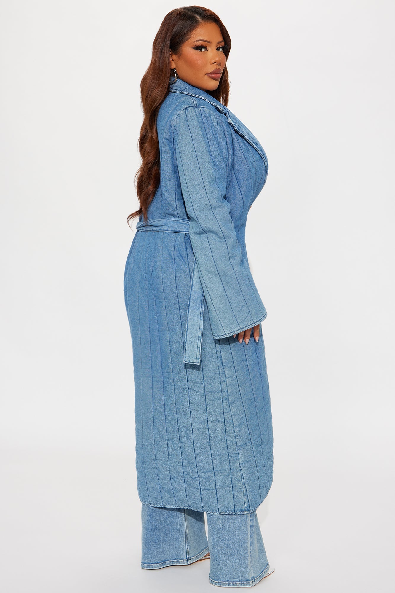 Trench en Denim Matelassé Kiara - Lavage Moyen