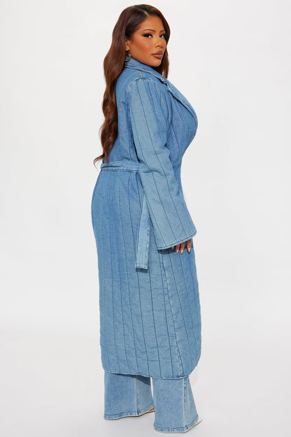 Trench en Denim Matelassé Kiara - Lavage Moyen