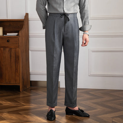 Pantalons en Laine à Cordon de Serrage Milano