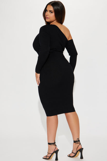 Robe Midi Pull Prête À Partir - Noir