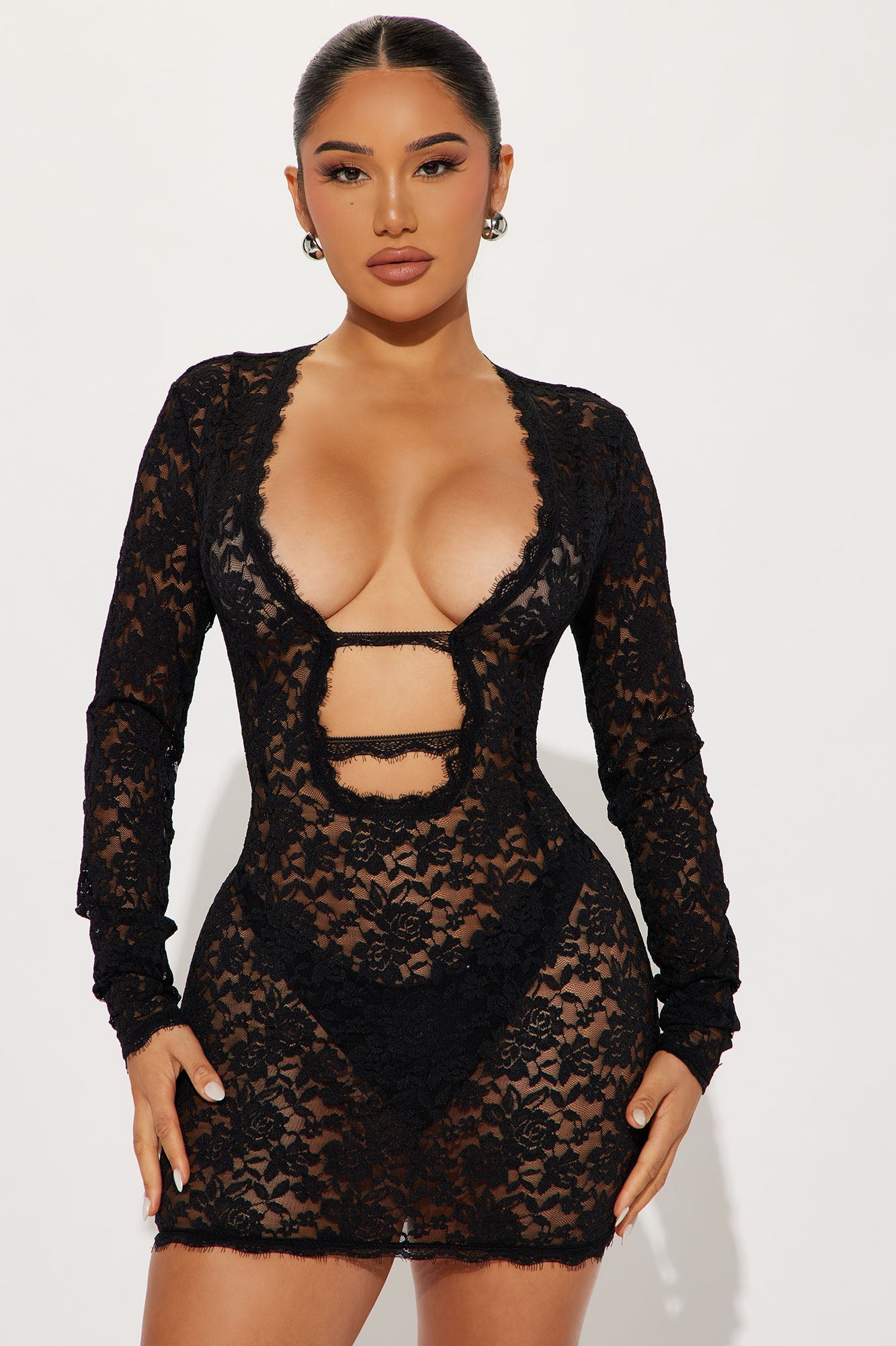 Robe Mini en Dentelle Victoria - Noir
