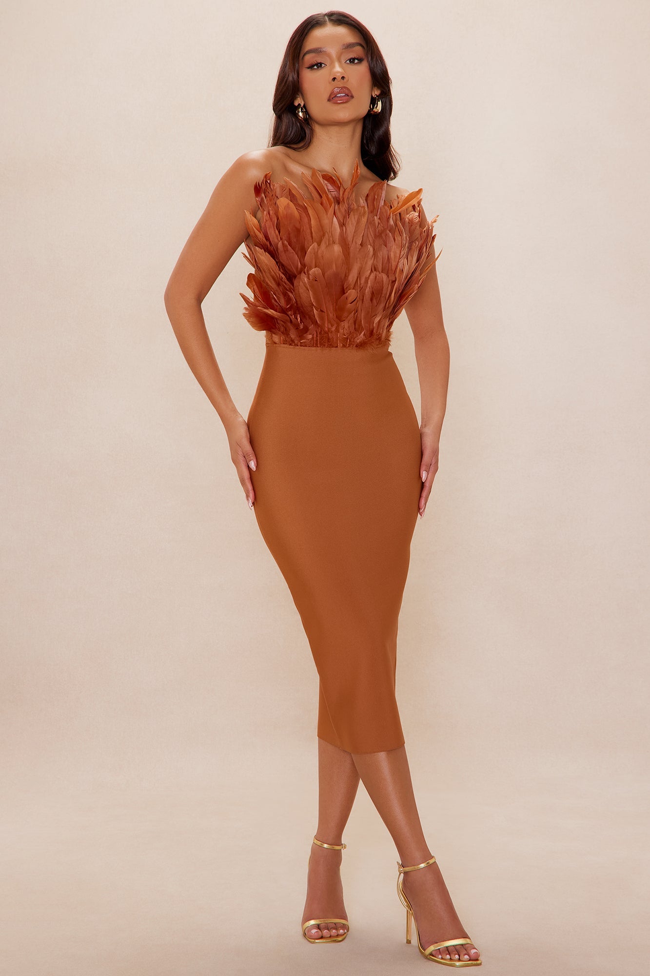 Robe Midi Bandage Marianna - Bronze